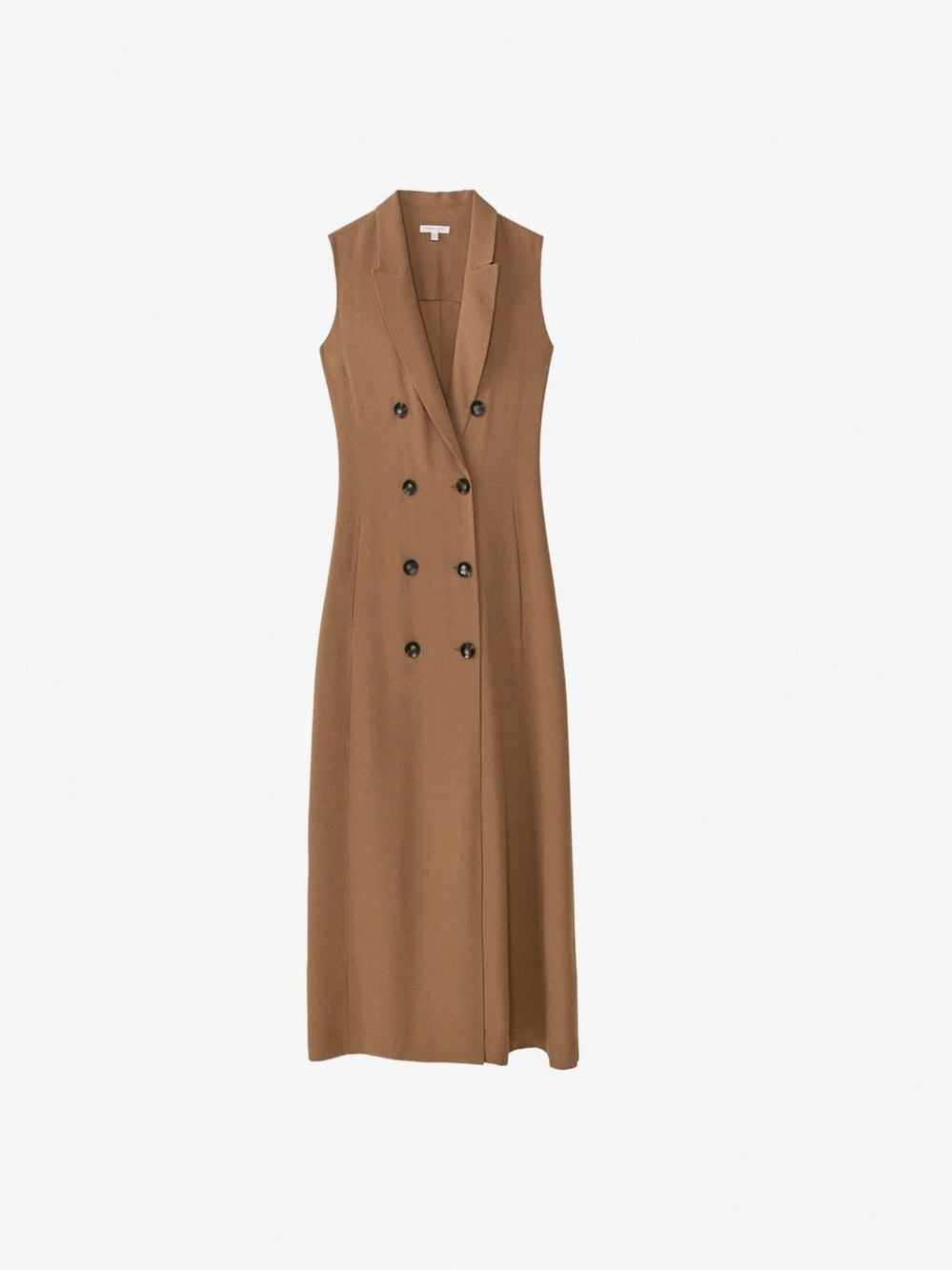 Massimo Dutti Sleeveless Double-Breasted Camel Maxi Dress